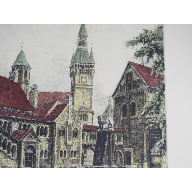 Early 20th Century German Willy Scholtz View of the Burgsplatz in Brunswick Print, Framed For Sale - Image 11 of 12