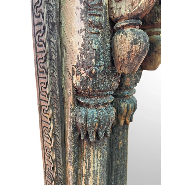 Wood Early 20th Century Large Old India Doorway Mirror For Sale - Image 7 of 9