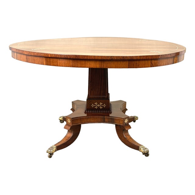 Small Regency Circular Rosewood and Brass Inlaid Centre Table, 1825 For Sale