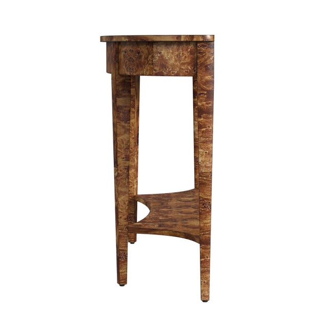 Astor 54"W Demilune Console Table, Traditional Burl For Sale In Chicago - Image 6 of 9