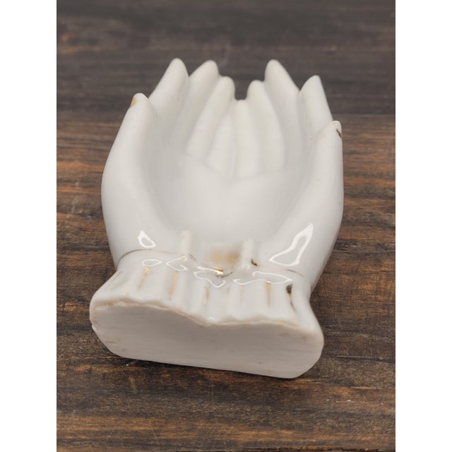 Mid 20th Century Porcelain Cupped Hands Trinket Dish - Made in Japan For Sale In Mobile - Image 6 of 12