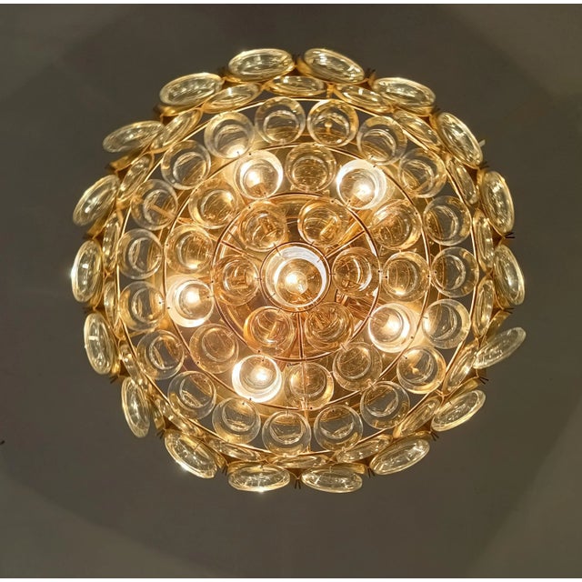 Gilded Brass and Crystal Glass Ceiling Light from Palwa, Germany, 1970s For Sale - Image 10 of 13
