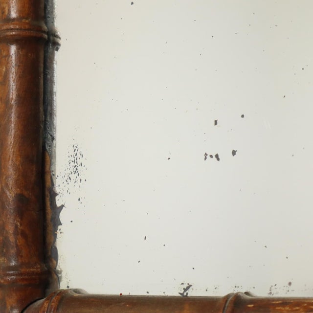 Antique Chinoiserie Faux Bamboo Mirror in Wood For Sale - Image 12 of 15