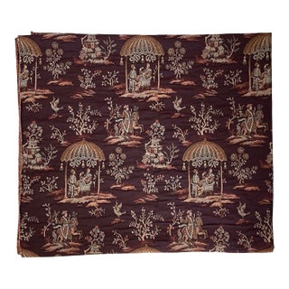 Vintage French (?) Tapestry Jacquard Chinoiserie Fabric. 51x90”. Brown, Rust, Orange, Tan. For Sale