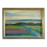 Mid-Century Modern 'Riverbend at Dusk' Vintage Swedish Expressive Original Landscape Oil Painting, Framed For Sale