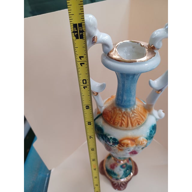 Vintage Italian Capodimonte Double Handle Porcelain Vase For Sale - Image 9 of 9