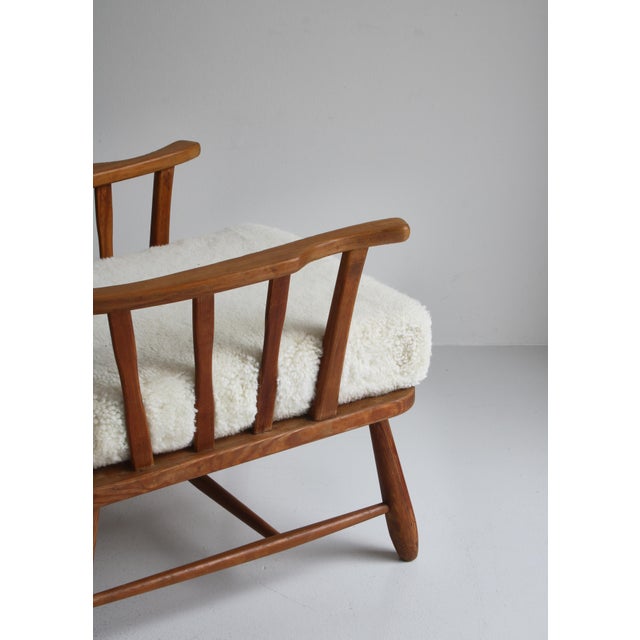 Set of Pinewood & Sheepskin Lounge Chairs, Sweden, 1940s For Sale - Image 10 of 18
