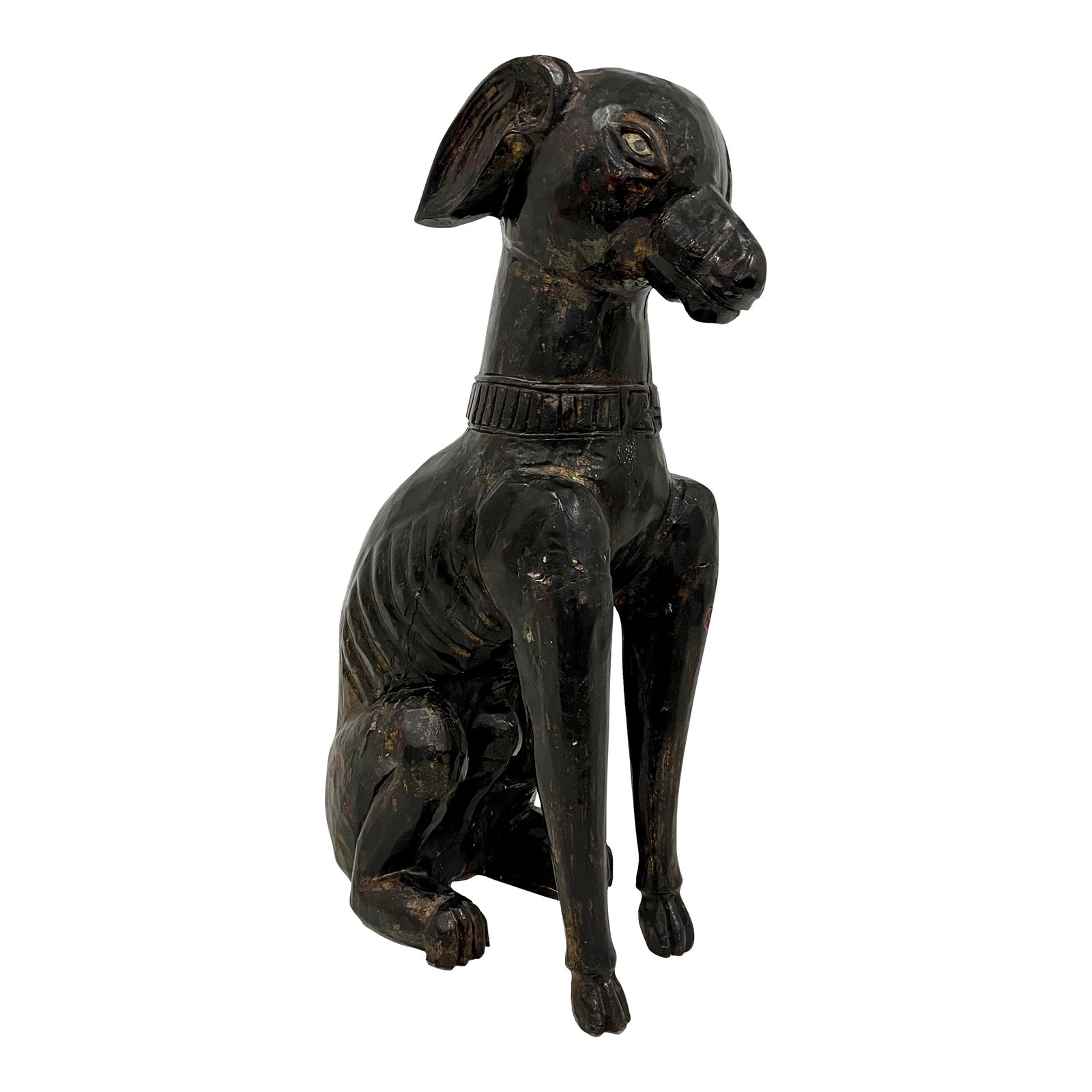 Vintage Carved Wooden Dog Statue Chairish
