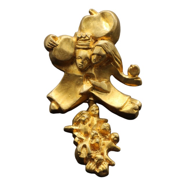 Brooch in Gilt Bronze by Line Vautrin, 1950s For Sale