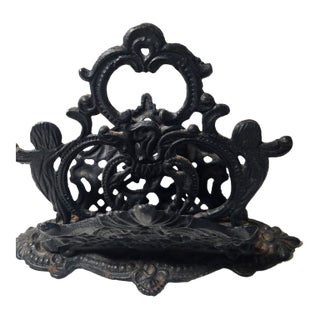 1940s Victorian Cast Iron Letter Holder For Sale