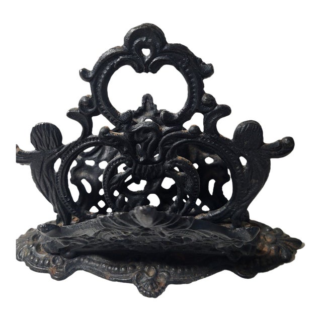 1940s Victorian Cast Iron Letter Holder For Sale