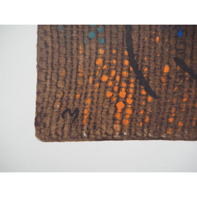 Modern After Joan Miro, Woman with Brown Background, 1965, Lithograph For Sale - Image 3 of 7