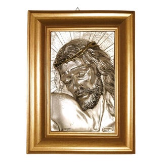 Creazioni Artistiche Firenze, Bas-Relief of Christ, 1970s, Silver Plating For Sale