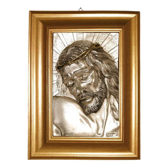 Creazioni Artistiche Firenze, Bas-Relief of Christ, 1970s, Silver Plating For Sale