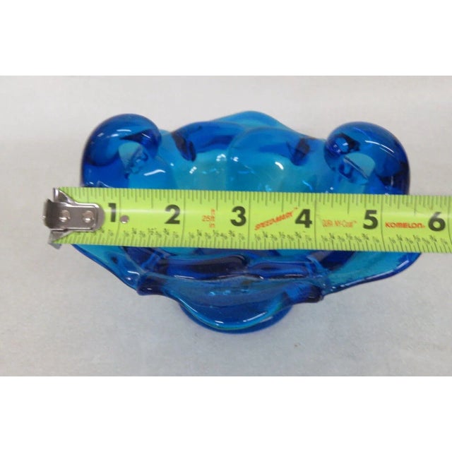 Glass Italian Blown Glass Cobalt Blue Flower Candy Dish Bowl For Sale - Image 7 of 13