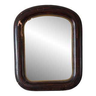 Antique Victorian Era Rounded Arch Tombstone Mirror With Original Glass For Sale
