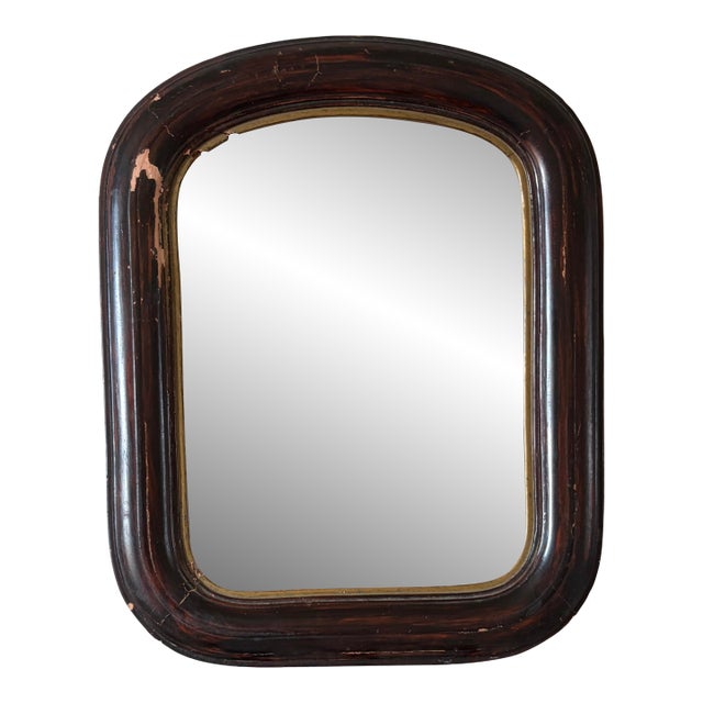 Antique Victorian Era Rounded Arch Tombstone Mirror With Original Glass For Sale