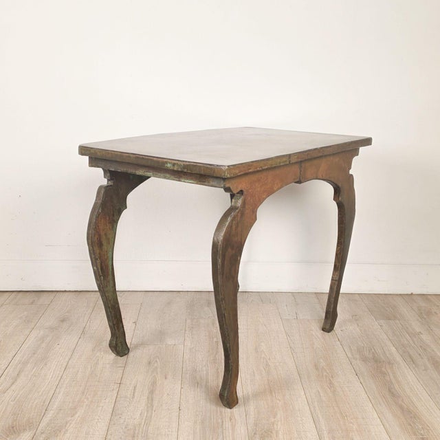 Metal John Wheatman Custom Copper Top Table With Antique Legs For Sale - Image 7 of 12