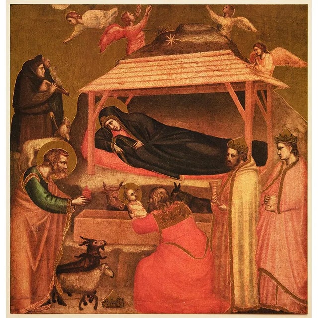Red 1953 After Workshop of Giotto "The Epiphany", Gold Printed First Edition Print For Sale - Image 8 of 8