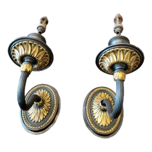 1930s Sterling Bronze Co Ny Gilt Accent Sconces - a Pair