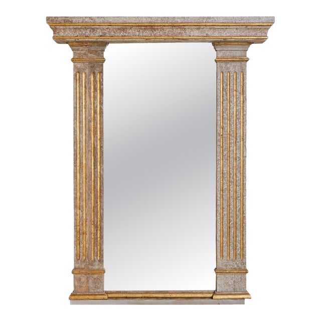 French Neoclassical Wall Mirror with Gilt Accents, 1950s - 2 Available For Sale