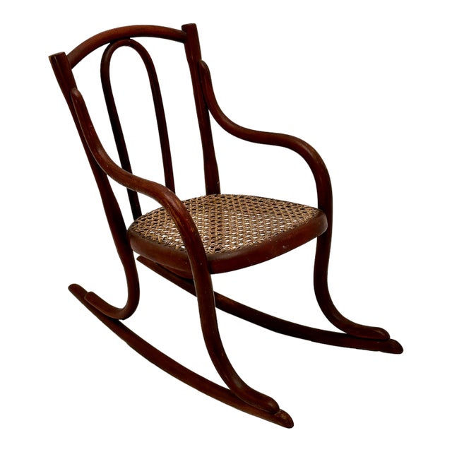 Unusual Antique Very Small Doll Size Bentwood Rocking Chair Possibly a Salesman Sample - Measures 15 Inches Tall For Sale
