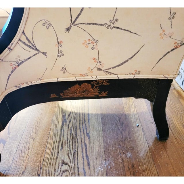 Wood Antique Black Japanned & Gilt Chinoiserie Queen Anne Revival Wingback Chair, Circa 1900 For Sale - Image 7 of 11