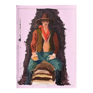 Clair Seglem Original Portrait Painting of a Cowboy - 17.5” X 13” For Sale