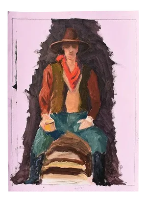 Clair Seglem Original Portrait Painting of a Cowboy - 17.5” X 13”