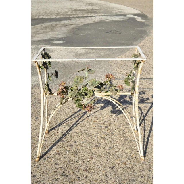 Early 20th Century Early 20th Century French Art Nouveau Green Flower Maple Leaf Garden Patio Dining Set - 5 Piece Set For Sale - Image 5 of 12