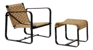 Set of Bocconi Lounge Chair & Ottoman by Giuseppe Pagano for Gino Maggioni, 1940s