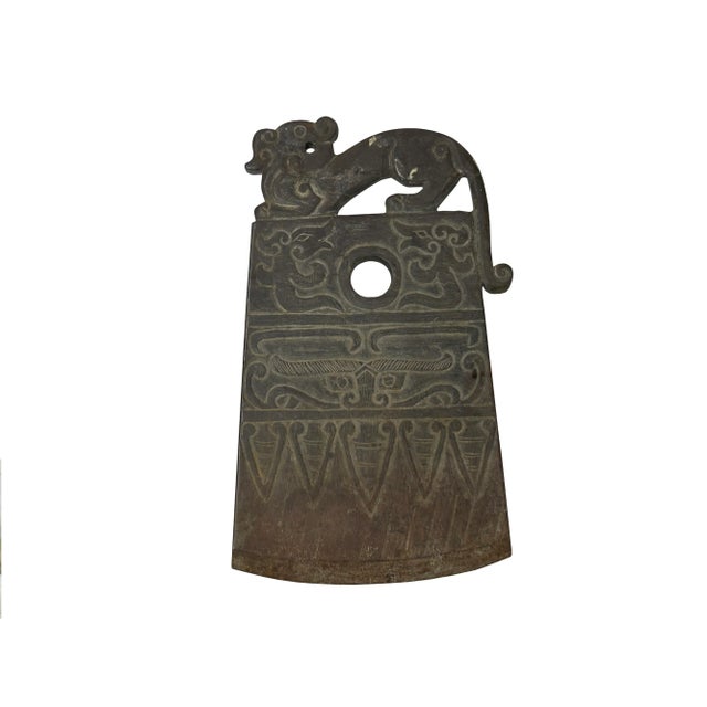 Oriental Stone Ritual Mythical Motif Carving Display Plaque Art For Sale In San Francisco - Image 6 of 10