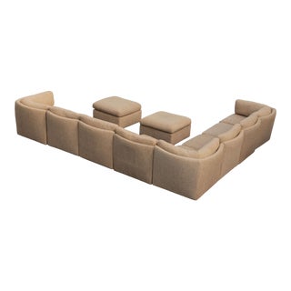 Milo Baughman for Thayer Coggin Ten Piece Curved Scalloped Back Modular Sectional Sofa 1979 For Sale