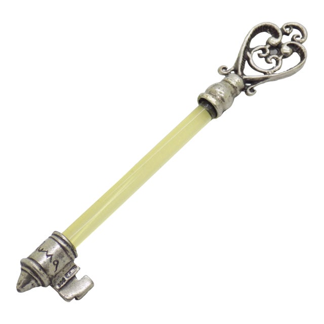 Vintage Italian Handmade Genuine Silver and Yellow Plexiglass Life Size Key Made in Taranto (Apulia) For Sale