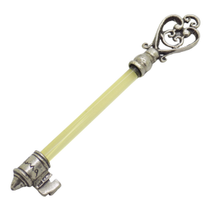 Vintage Italian Handmade Genuine Silver and Yellow Plexiglass Life Size Key Made in Taranto (Apulia)
