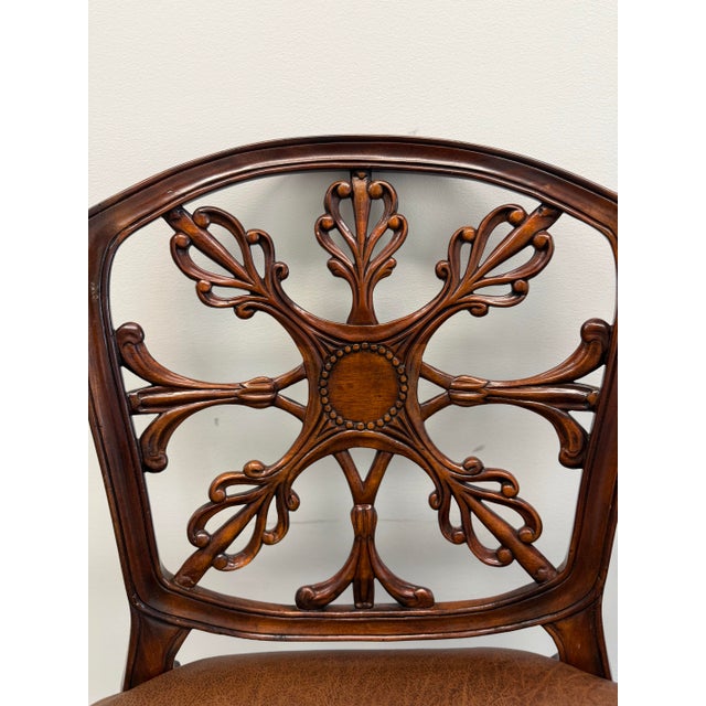 Neoclassical Pair of Theodore Alexander Regency Style Mahogany Armchairs With Leather Seats For Sale - Image 3 of 16