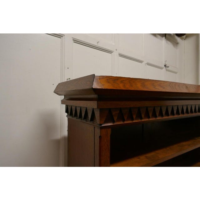 Wood Large Arts & Crafts Golden Oak Open Bookcase, 1880s For Sale - Image 7 of 9