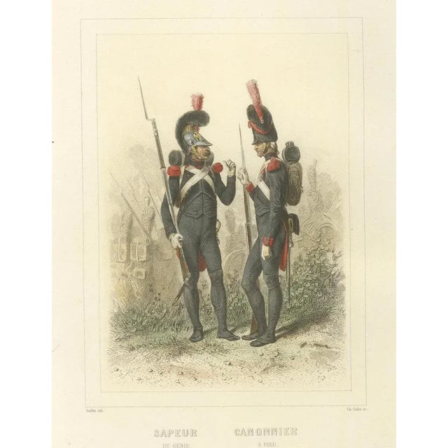Mid 19th Century Raffet, Napoleonic Infantry Soldiers: Sapper, Cannoneer, Voltigeur, Fusilier, 1859, Print For Sale - Image 5 of 10