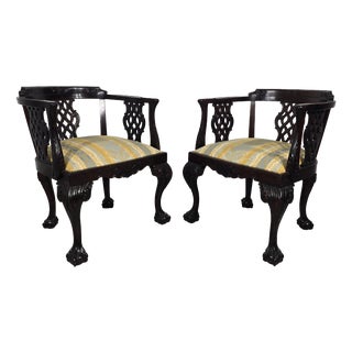 Vintage Chippendale Wooden Chairs, 1930s, Set of 2 For Sale