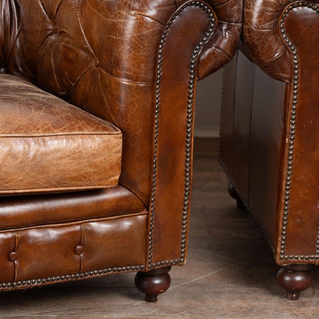 Pair of 20th Century English Chesterfield Club Chairs For Sale - Image 6 of 13