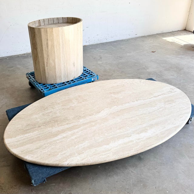 Vintage Italian Travertine Oval Dining Table For Sale - Image 4 of 12