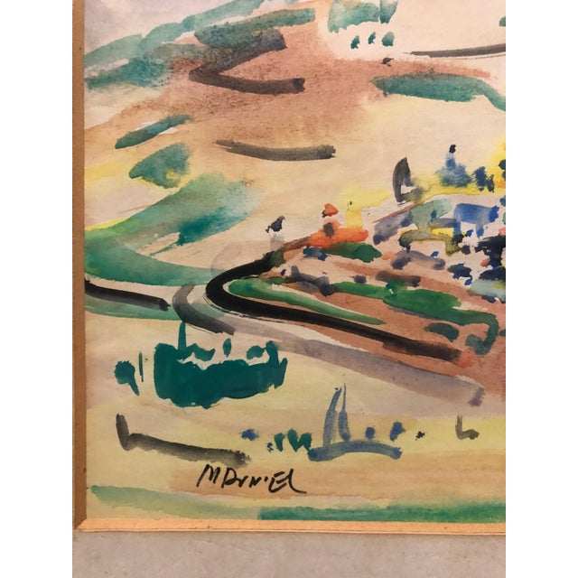 Modern Mordechai Avniel, Israeli Modernist Watercolor Painting Jerusalem Landscape Bezalel School Avniel For Sale - Image 3 of 6
