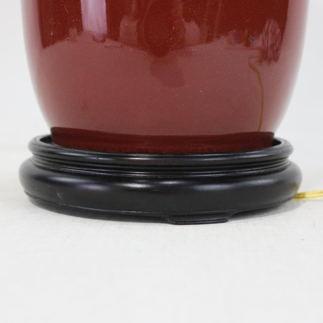 Vintage Oxblood Porcelain Vase Table Lamp For Sale In New York - Image 6 of 10
