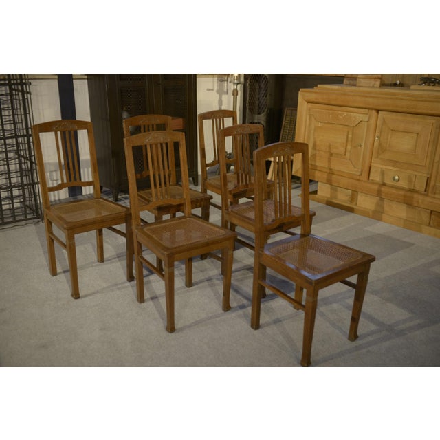 Art Deco Oak & Cane Dining Chairs, 1930s, Set of 6 For Sale - Image 15 of 15
