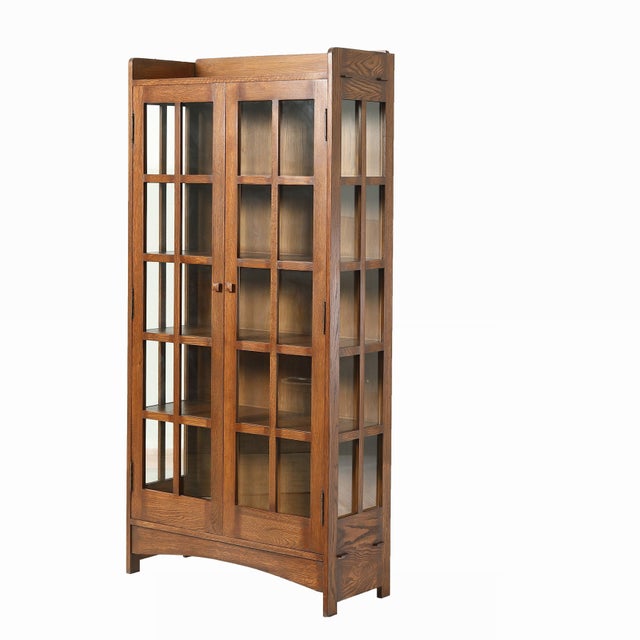 Mission Oak Display China Cabinet / Bookcase - Walnut - 39"w For Sale - Image 9 of 9