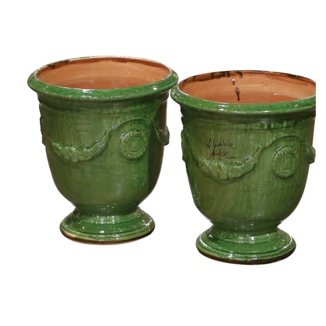 French Pair of Authentic French Anduze Pots. 7” X 9” For Sale - Image 3 of 10