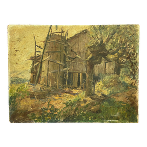 Early 20th Century European School Painting of a Dilapidated Barn
