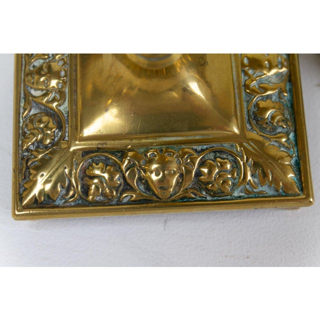 Antique English Brass Candlesticks, 1890s, Set of 2 For Sale - Image 9 of 15