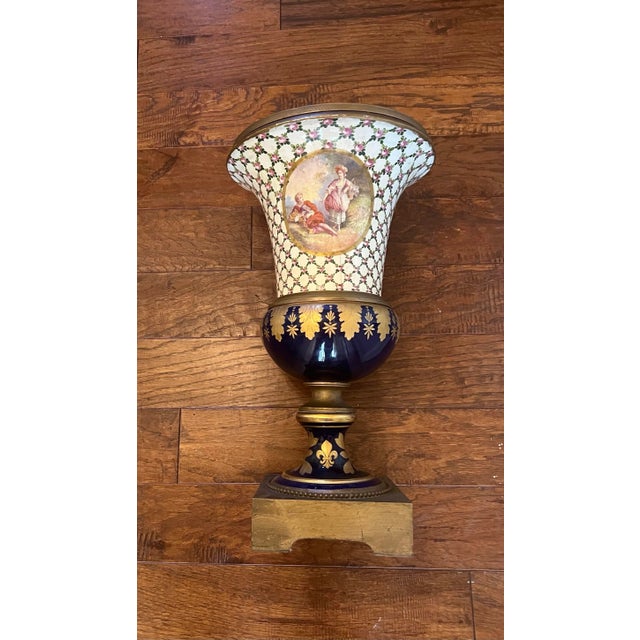 French Late 19th Century Sevres Style Porcelain Urn For Sale - Image 3 of 6