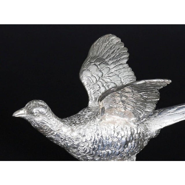 Metal Vintage Sterling Silver Pheasants from Edward Barnard & Sons, London, 1971, Set of 2 For Sale - Image 7 of 16